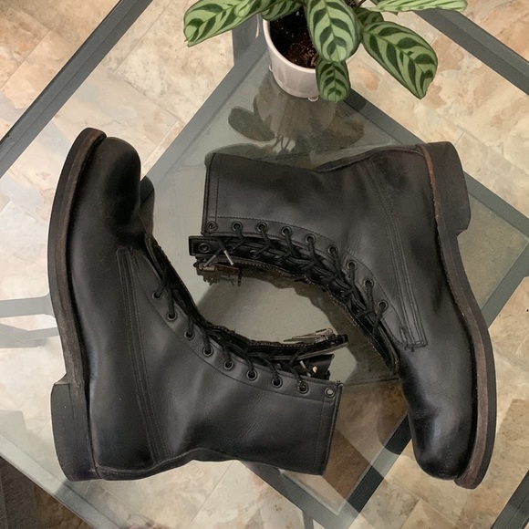 ARMORED US MILITARY BLACK LEATHER BOOTS MEN'S SIZE US 9D VINTAGE 4/70 VIETNAM - Picture 12 of 15